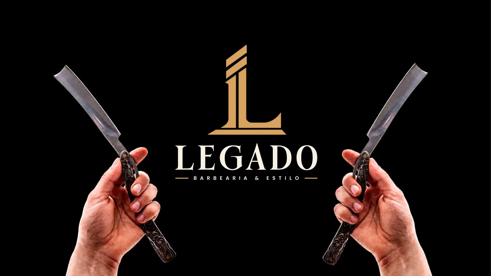 Legado Barbearia & Estilo — Logotipo com navalhas