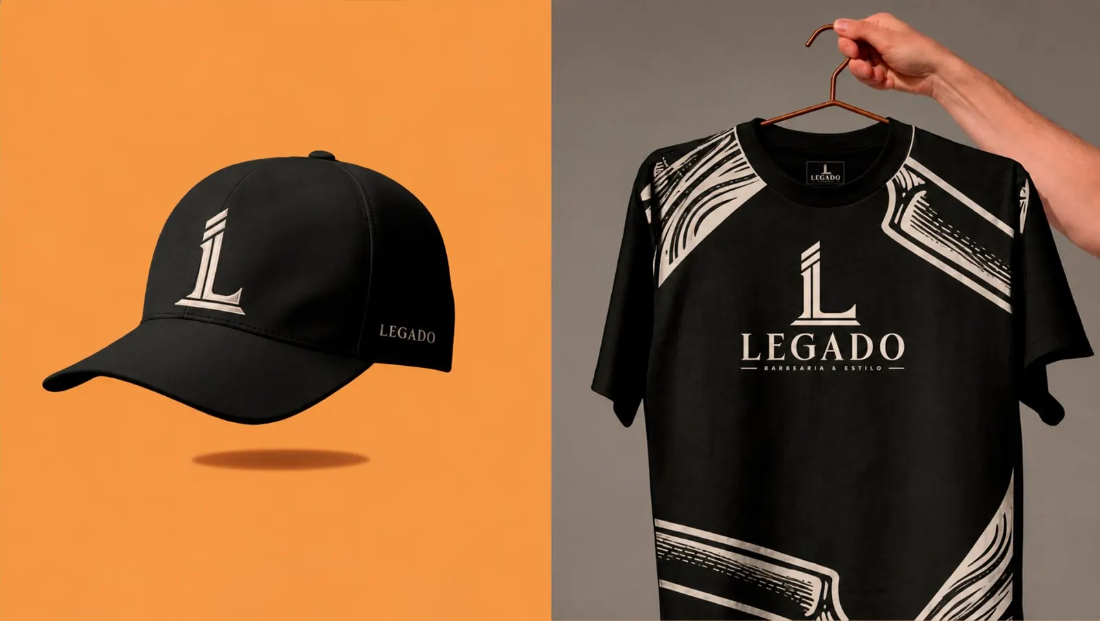 Legado Barbearia & Estilo — Boné e camiseta